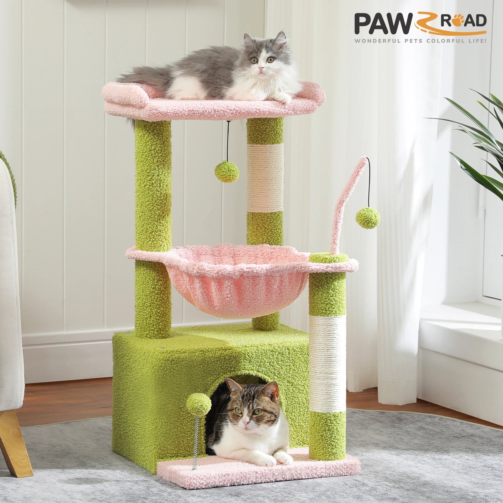 4-in-1 Cat Tree with Condo, Hammock & Scratching Post