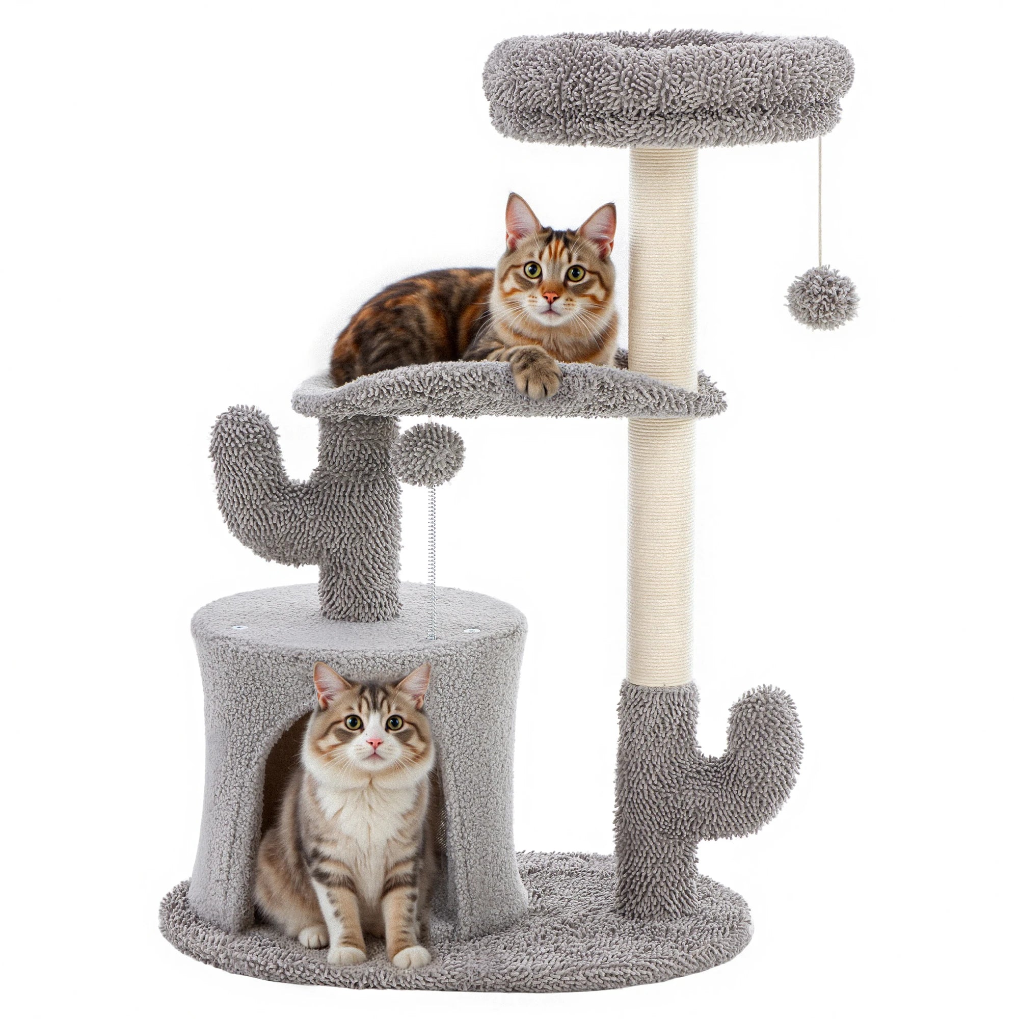 33” Multi-Level Cat Tree with Sisal Scratching Post