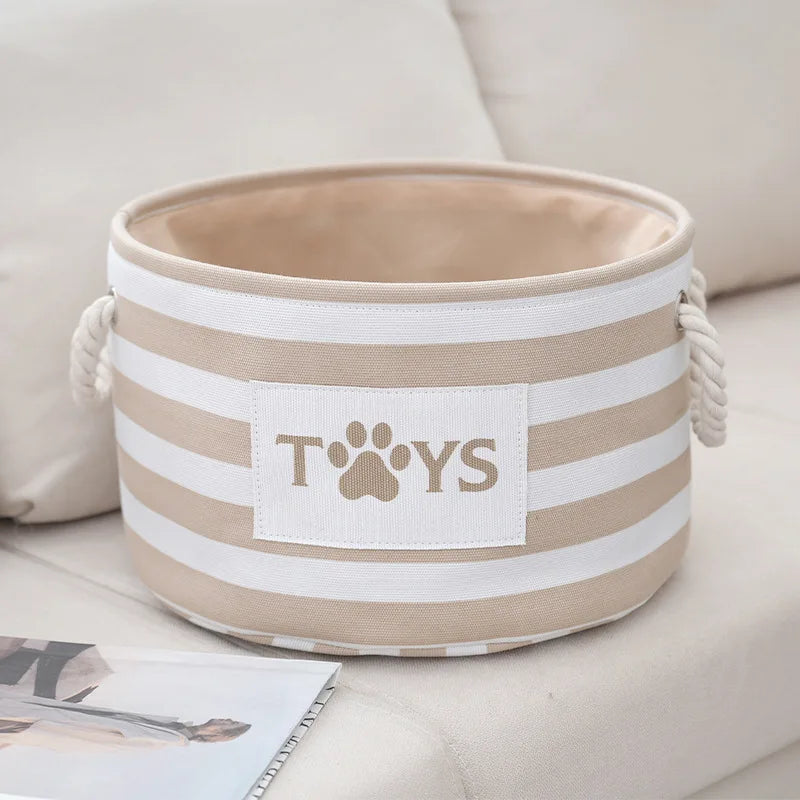 Striped Pet Toy Storage Basket