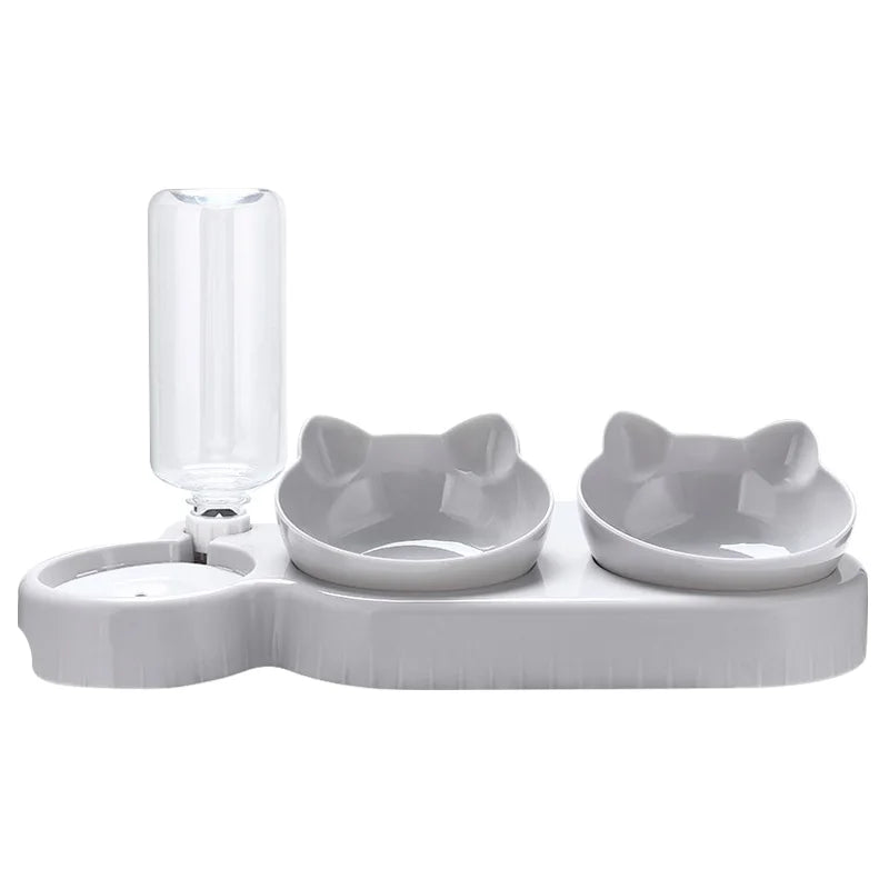 3-in-1 Pet Feeder with Automatic Water Dispenser & Double Bowls